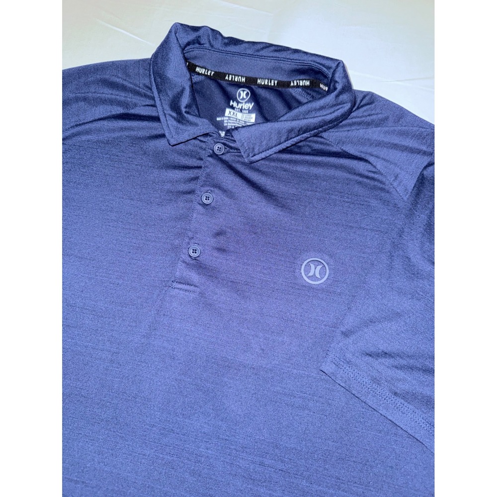 Hurley Mens XXL‎ Navy Blue Heathered Performance Short Sleeve Polo Shirt